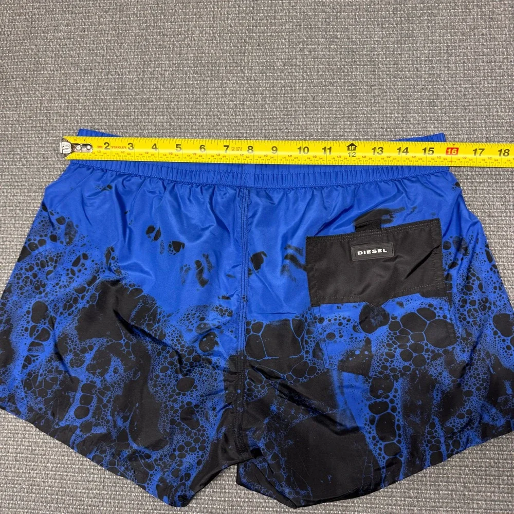 Diesel Beachwear Mens Blue Black Abstract Bubble Print Swim Trunks Size L